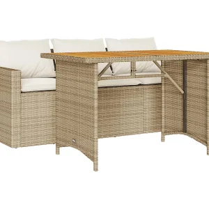Jornar  2-delige Tuinset met kussens poly rattan beige