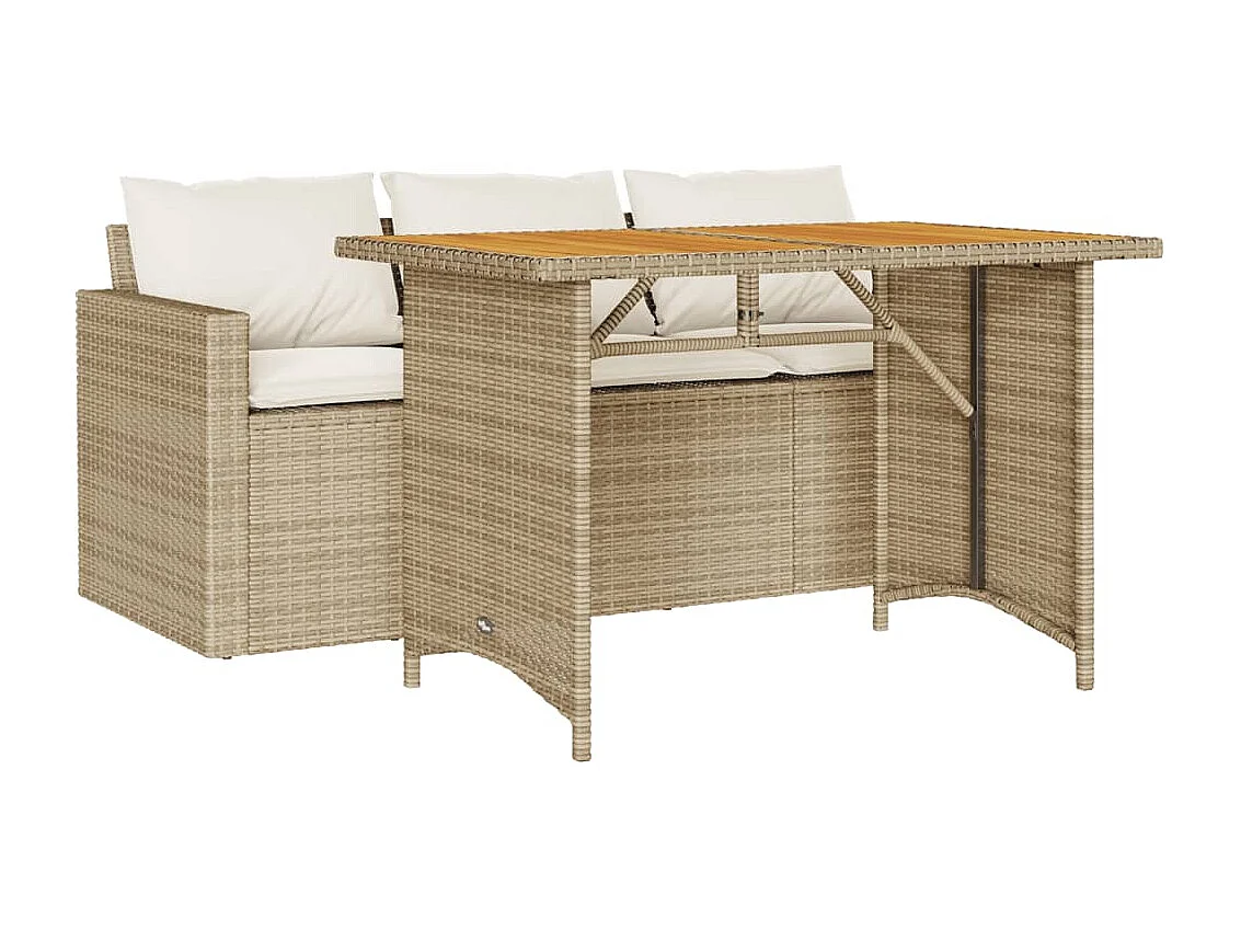Jornar 2-delige Tuinset met kussens poly rattan beige
