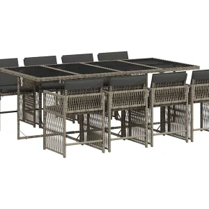 Jeffersontown 9-delige Tuinset met kussens poly rattan grijs Jeffersontown 9-delige Tuinset met kussens poly rattan grijs