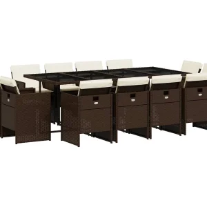 Jeroen  13-delige Tuinset met kussens poly rattan bruin