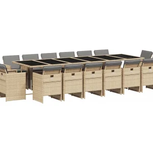 Jeroen 17-delige Tuinset met kussens poly rattan gemengd beige Jeroen 17-delige Tuinset met kussens poly rattan gemengd beige