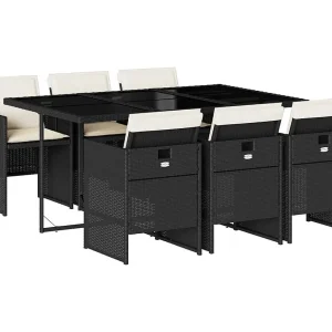 Jesse  7-delige Tuinset met kussens poly rattan zwart