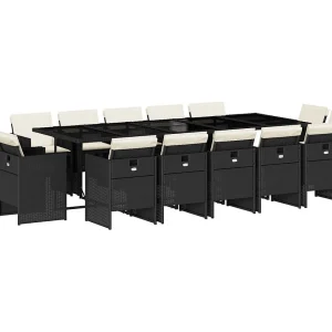 Jeroen 15-delige Tuinset met kussens poly rattan zwart Jeroen 15-delige Tuinset met kussens poly rattan zwart