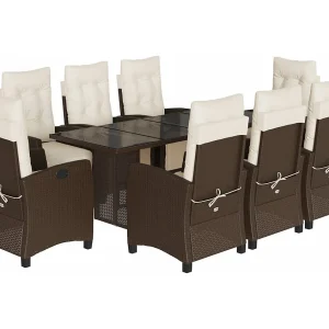 Igmar 9-delige Tuinset met kussens poly rattan bruin Igmar 9-delige Tuinset met kussens poly rattan bruin