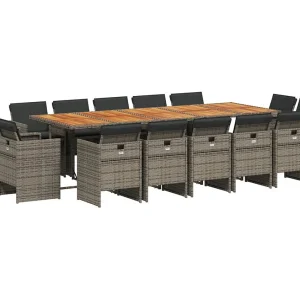 Jeroen 15-delige Tuinset met kussens poly rattan grijs Jeroen 15-delige Tuinset met kussens poly rattan grijs