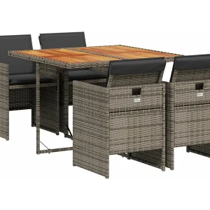 Jesse  5-delige Tuinset met kussens poly rattan grijs