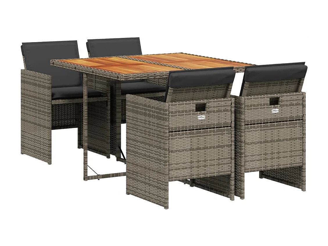 Jesse 5-delige Tuinset met kussens poly rattan grijs