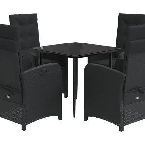 Ilsora  5-delige Tuinset met kussens poly rattan zwart