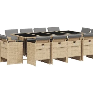 Jeroen  13-delige Tuinset met kussens poly rattan gemengd beige