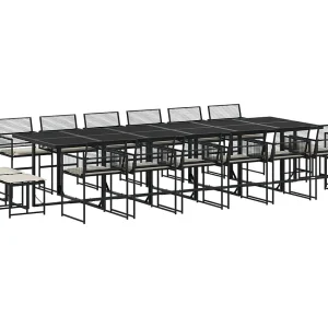 Isalora  17-delige Tuinset met kussens poly rattan zwart