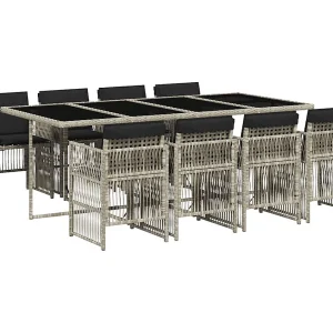 Ilo 9-delige Tuinset met kussens poly rattan lichtgrijs Ilo 9-delige Tuinset met kussens poly rattan lichtgrijs