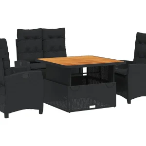 Isyra  4-delige Tuinset met kussens poly rattan zwart