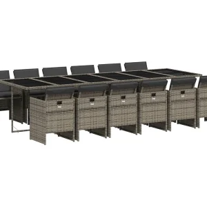 Jesse  13-delige Tuinset met kussens poly rattan grijs