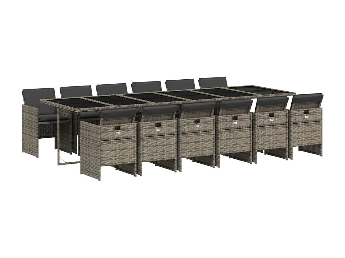 Jesse 13-delige Tuinset met kussens poly rattan grijs