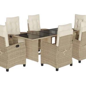 Igmar 7-delige Tuinset met kussens poly rattan beige Igmar 7-delige Tuinset met kussens poly rattan beige