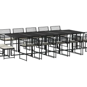Ilver  15-delige Tuinset met kussens poly rattan zwart
