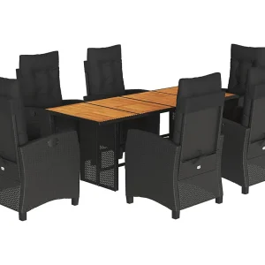 Igmar 7-delige Tuinset met kussens poly rattan zwart Igmar 7-delige Tuinset met kussens poly rattan zwart