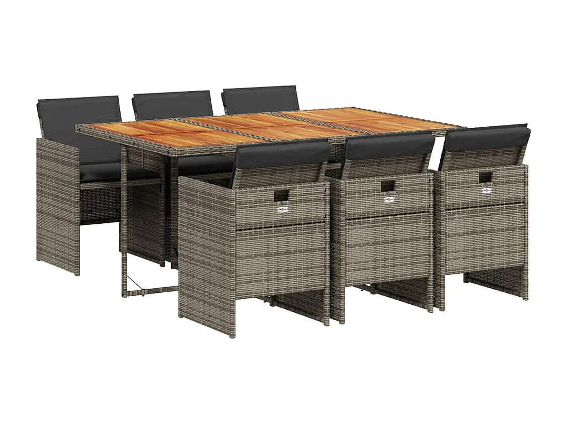 Jesse 7-delige Tuinset met kussens poly rattan grijs