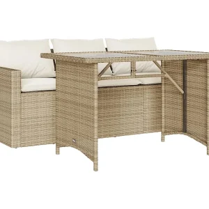 Jornar  2-delige Tuinset met kussens poly rattan beige