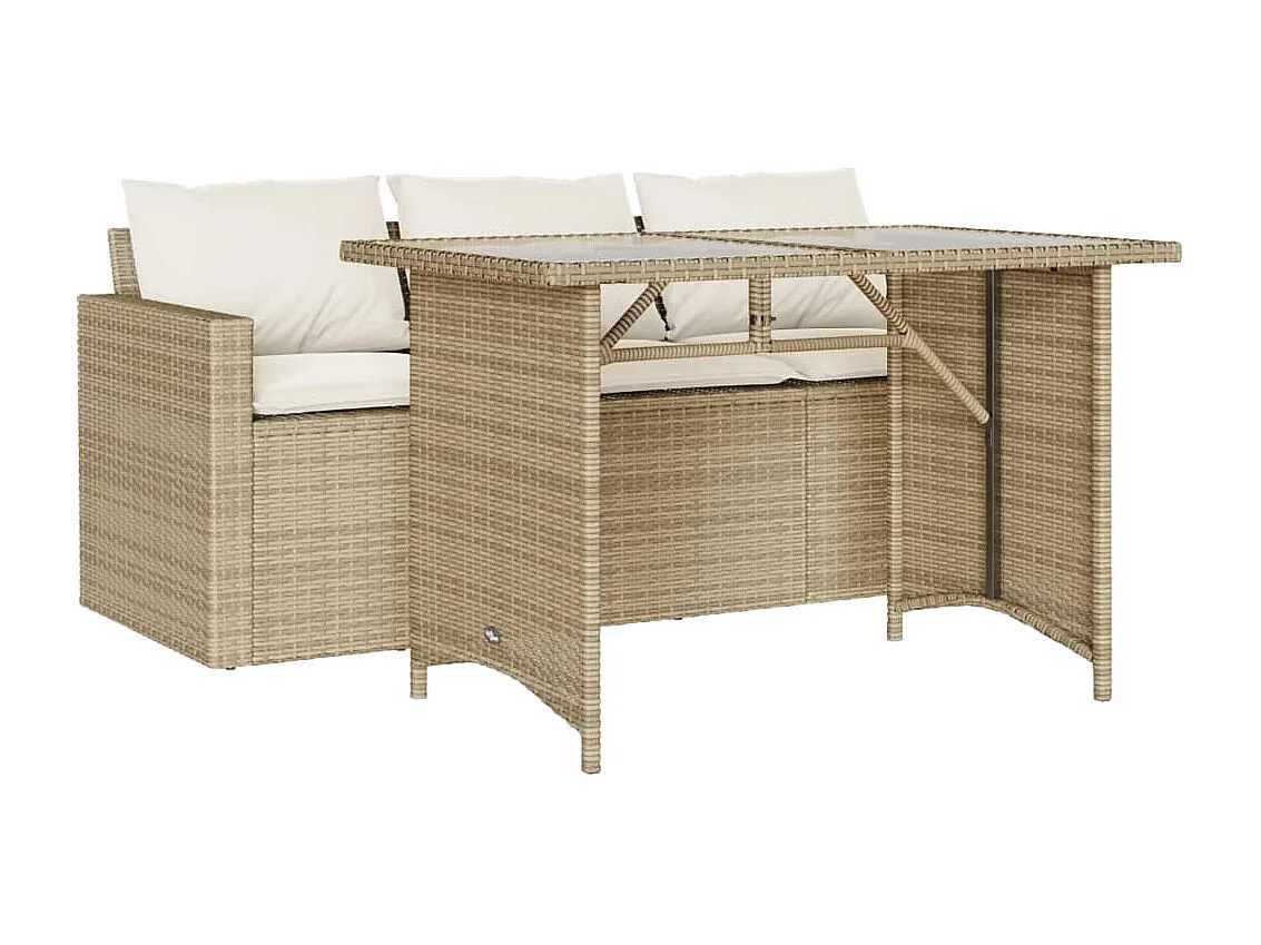 Jornar 2-delige Tuinset met kussens poly rattan beige