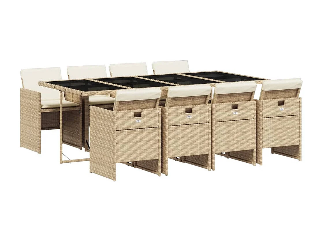Jesse 9-delige Tuinset met kussens poly rattan beige