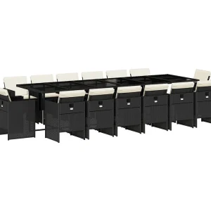 Jeroen 17-delige Tuinset met kussens poly rattan zwart Jeroen 17-delige Tuinset met kussens poly rattan zwart