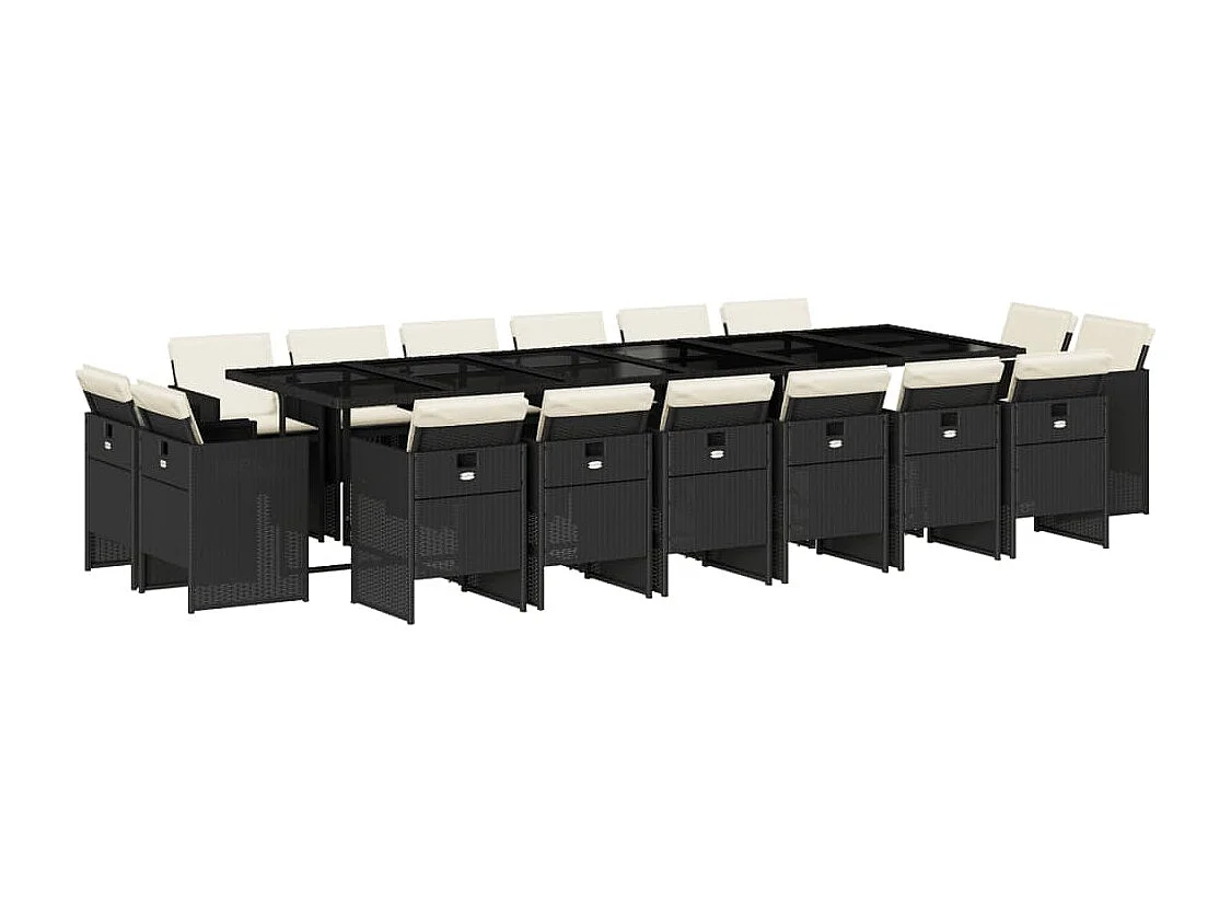 Jeroen 17-delige Tuinset met kussens poly rattan zwart