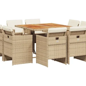 Jeroen 9-delige Tuinset met kussens poly rattan beige Jeroen 9-delige Tuinset met kussens poly rattan beige