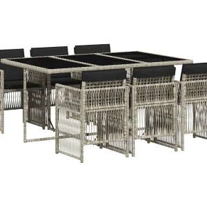 Ilo 7-delige Tuinset met kussens poly rattan grijs Ilo 7-delige Tuinset met kussens poly rattan grijs