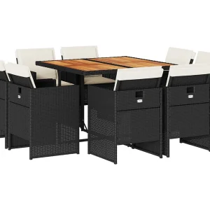 Jeroen  9-delige Tuinset poly rattan zwart