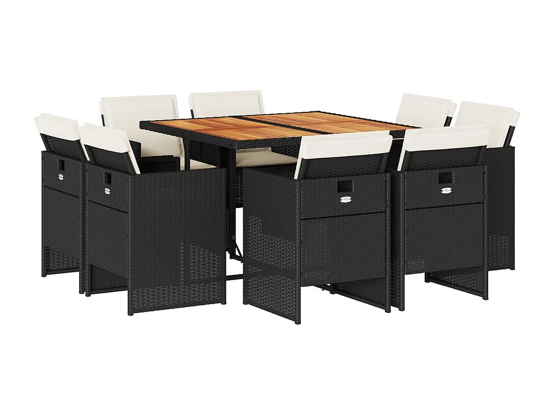 Jeroen 9-delige Tuinset poly rattan zwart