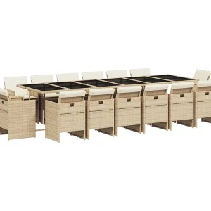 Jeroen 17-delige Tuinset met kussens poly rattan beige Jeroen 17-delige Tuinset met kussens poly rattan beige