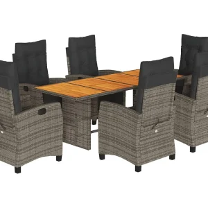 Igmar 7-delige Tuinset met kussens poly rattan grijs Igmar 7-delige Tuinset met kussens poly rattan grijs