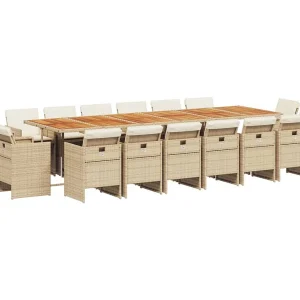 Jeroen 17-delige Tuinset met kussens poly rattan beige Jeroen 17-delige Tuinset met kussens poly rattan beige