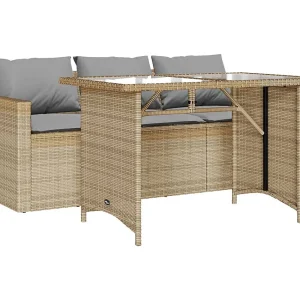 Jornar  2-delige Tuinset met kussens poly rattan beige