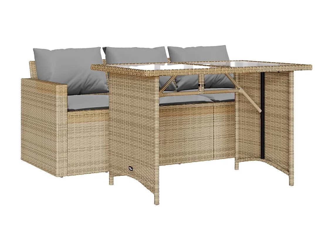Jornar 2-delige Tuinset met kussens poly rattan beige