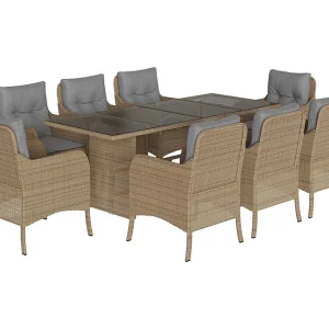 Karlyn 9-delige Tuinset met kussens poly rattan beige Karlyn 9-delige Tuinset met kussens poly rattan beige