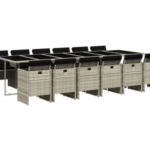 Jesse  13-delige Tuinset met kussens poly rattan lichtgrijs