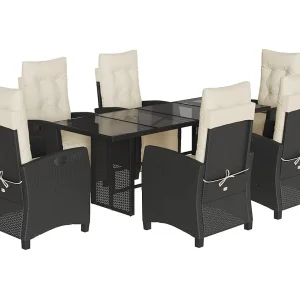 Igmar 7-delige Tuinset met kussens poly rattan zwart Igmar 7-delige Tuinset met kussens poly rattan zwart