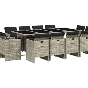 Jeroen  13-delige Tuinset met kussens poly rattan lichtgrijs