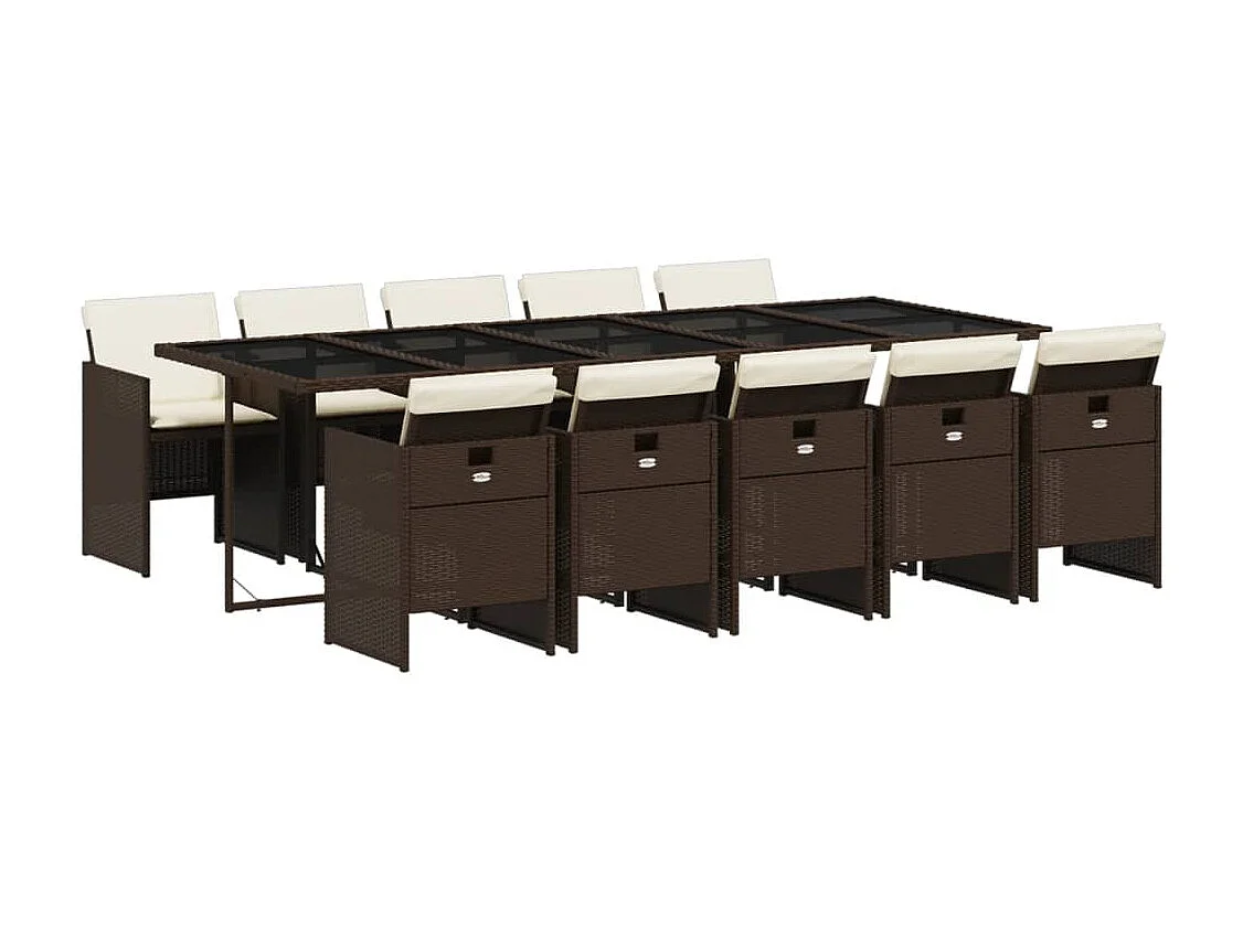 Jesse 11-delige Tuinset met kussens poly rattan bruin