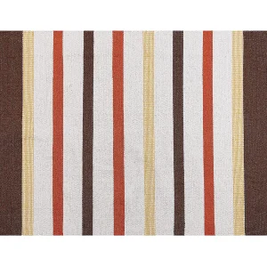 Katoenen Vloerkleed 140 x 200 cm Bruin en Beige HISARLI Katoenen Vloerkleed 140 x 200 cm Bruin en Beige HISARLI