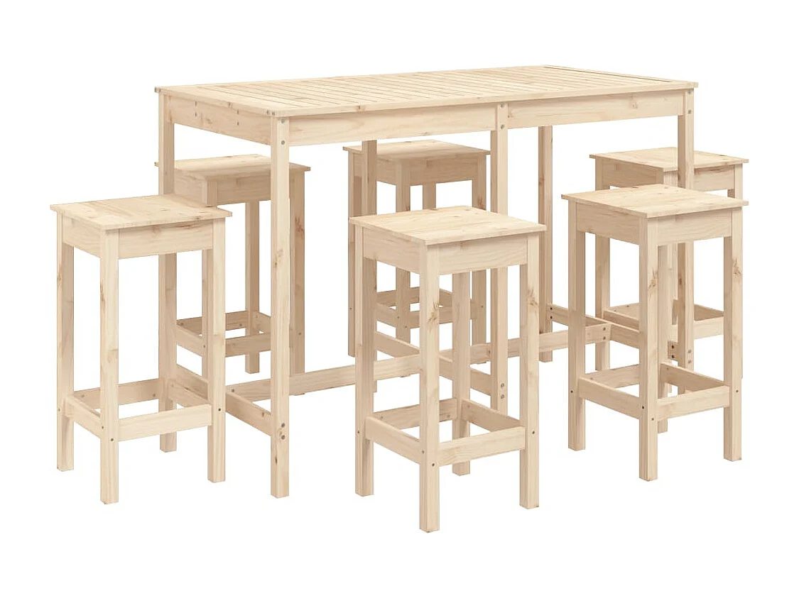 Hrolf 7-delige Tuinbarset massief grenenhout