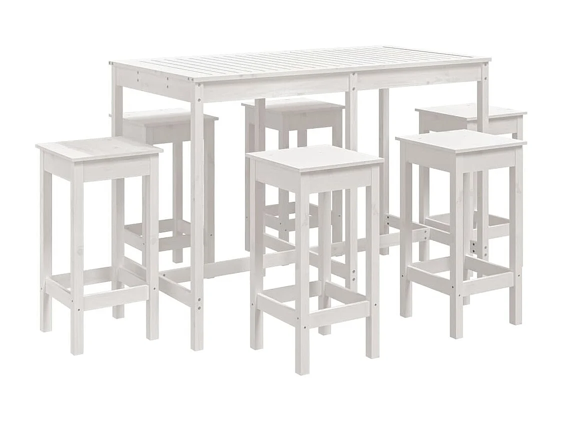 Hrolf 7-delige Tuinbarset massief grenenhout wit