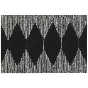 Katoenen Vloerkleed 160 x 230 cm Zwart en Wit BATHINDA Katoenen Vloerkleed 160 x 230 cm Zwart en Wit BATHINDA