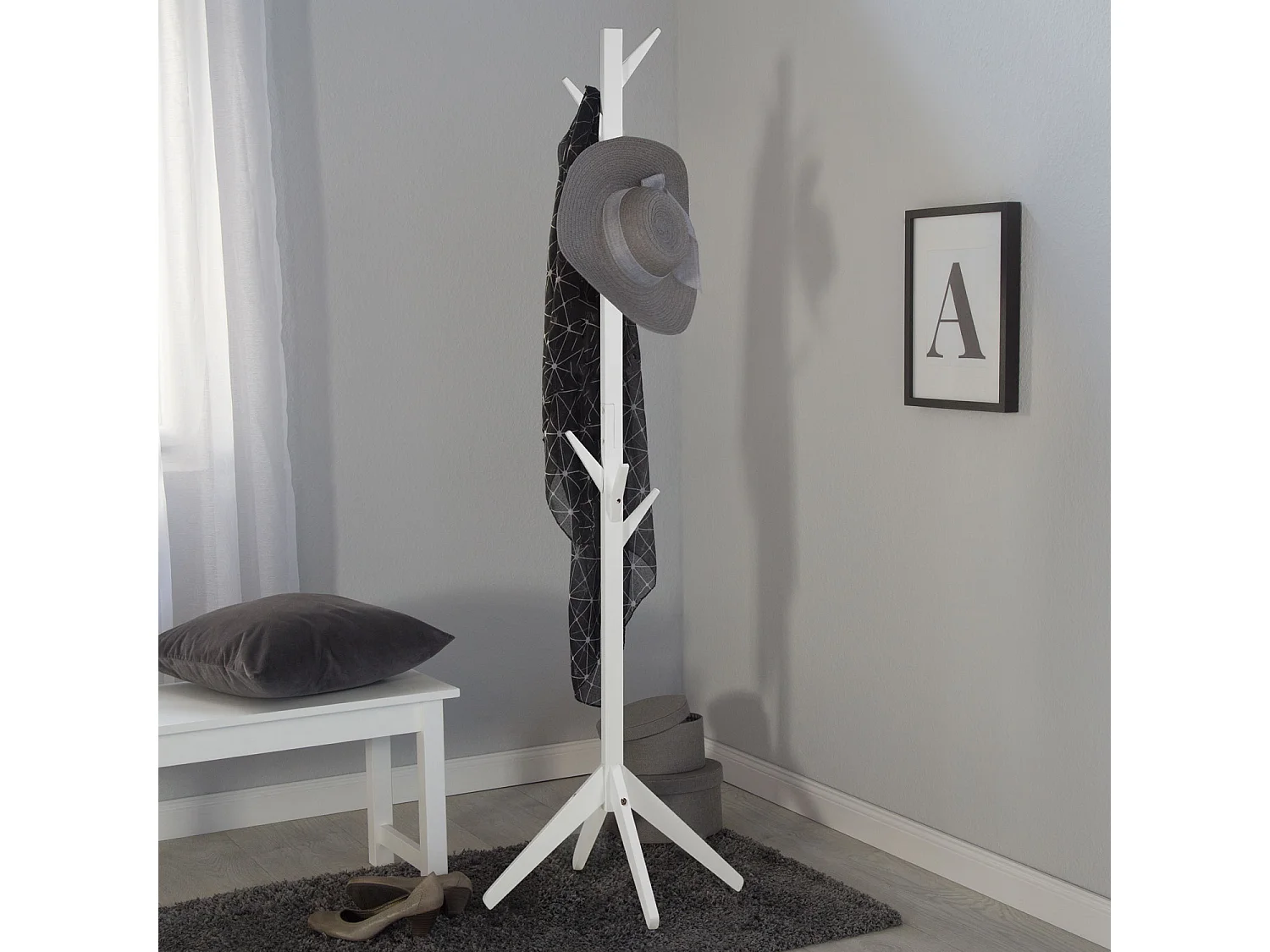 Kapstok 179x40x40 cm wit