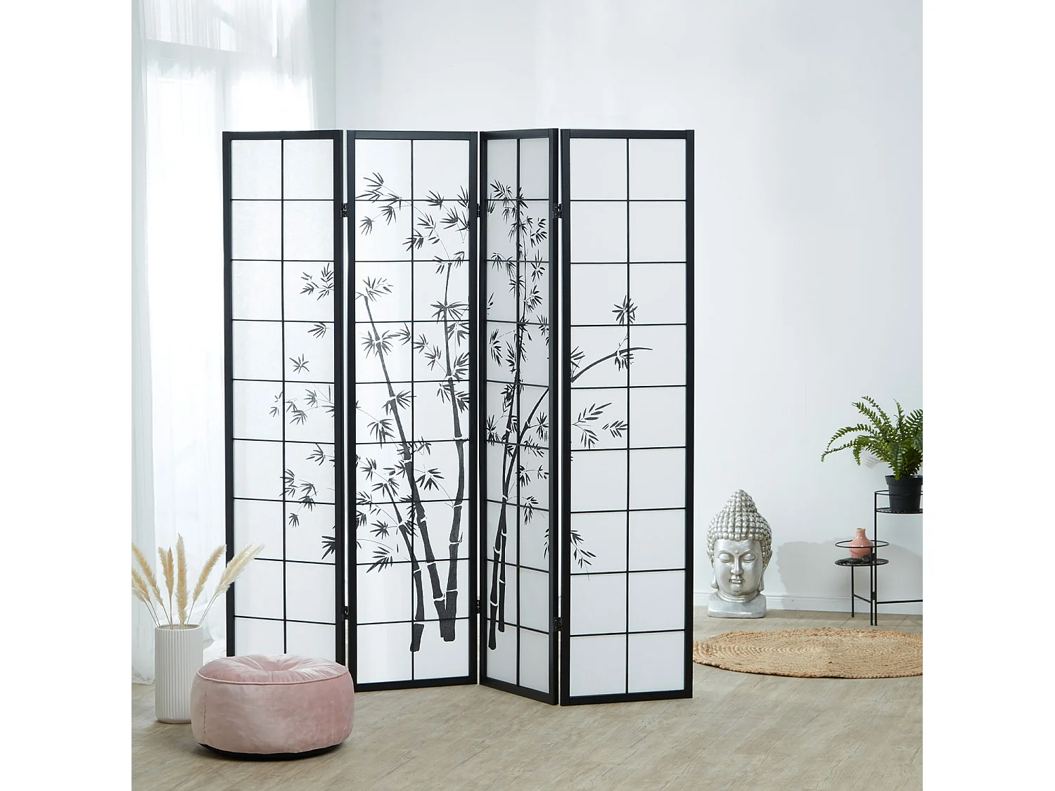 Kamerscherm 179 cm Zwart