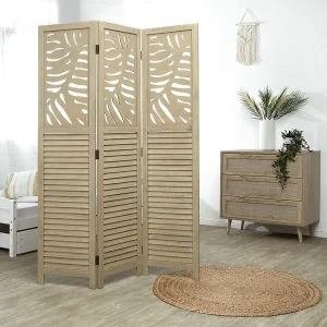 Kamerscheider 120x170x2,2 cm beige Paravent 3-delig opvouwbaar houten scherm Kamerscheider 120x170x2,2 cm beige Paravent 3-delig opvouwbaar houten scherm