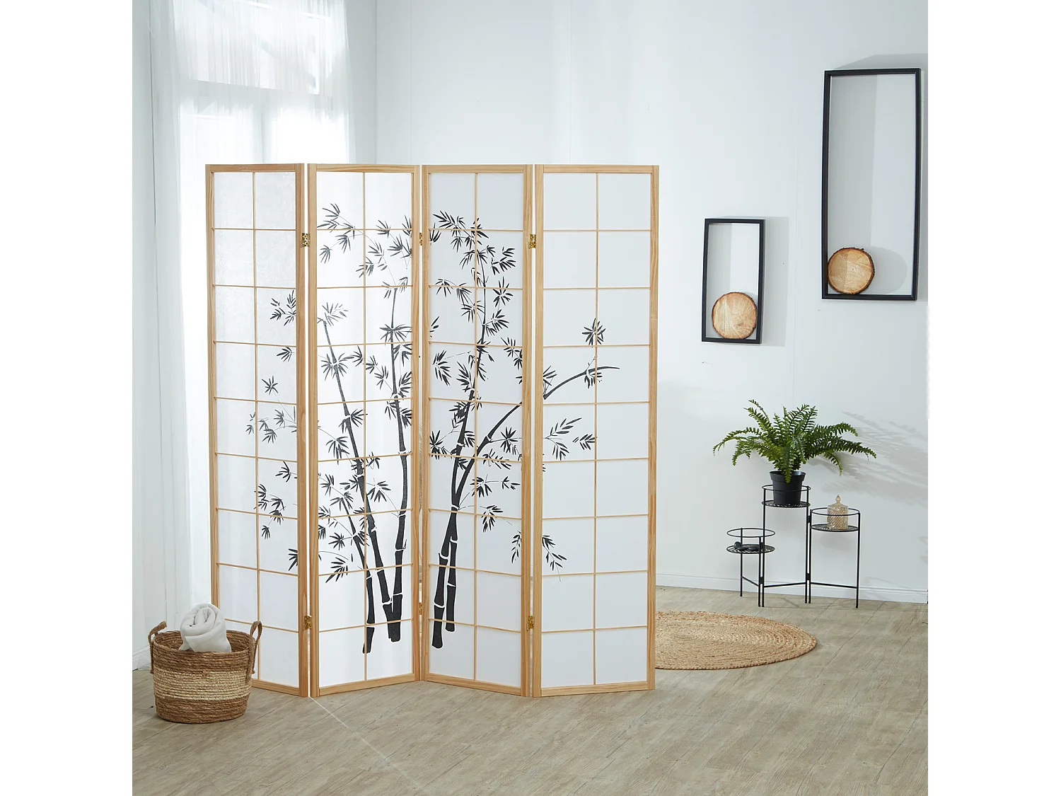 Kamerscherm 176x2x179 cm natuurlijk Shoji