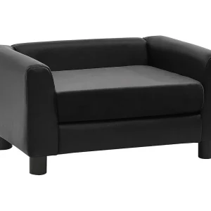 Jacques-Henri-Paul  Hondenbank 60x43x30 cm pluche en kunstleer zwart